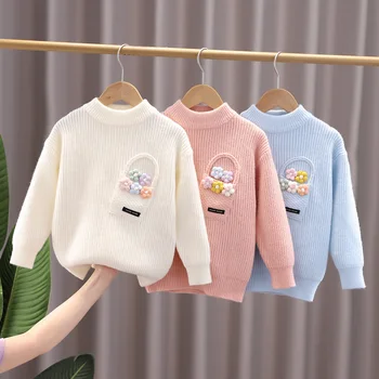 2023 Ins/ Нов зимен пуловер, пуловери, вязаный гащеризон за момичета, пуловери, детски зимен пуловер за момичета