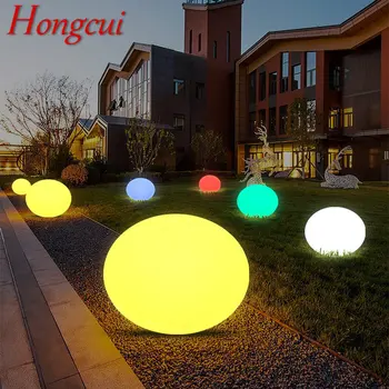 Модерен бял лампа Hongcui за тревата Водоустойчива IP65 външния кръг led 16 цвята за украса на градина парк