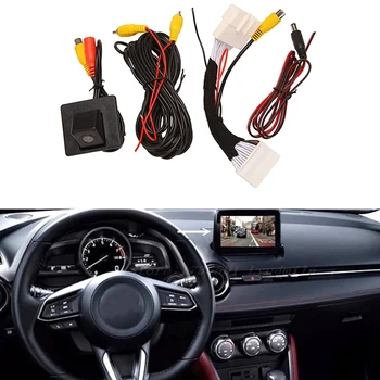 Камера за задно виждане, резервната камера за паркиране на заден ход, кабел за преобразуване на 28-контактен адаптер, комплект за Mazda 2 Седан Demio DJ 2015-2020
