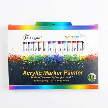 18 Цвята/комплект Акрилни маркери 0,7 мм на керамични камък, стъкло, керамични чашка, дърво, плат, платно за рисуване подробни маркери