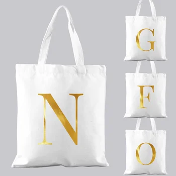 Основната чанта, Чанта за пазаруване, Пригородная Първоначалното име, 26 Златни букви, една Проста холщовая чанта с принтом, Ежедневна чанта през рамо