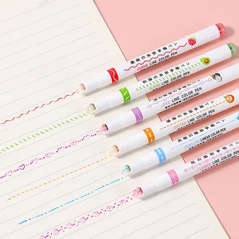 Извити химикалки, маркери, тънки вълнообразни линейни химикалки, цветни маркери и контур дръжки за студенти в насипно състояние.