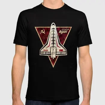 Пролетно-добра мъжка тениска Cccp Space Shuttle Кръгла емблема с къс Ръкав памук Модерен Юрий Гагарин