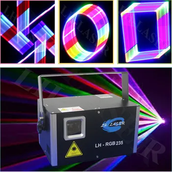 Най-новият звук активен идеален ефект 1,5 W RGB пълноцветен анимация лазерен лъч с SD-карта