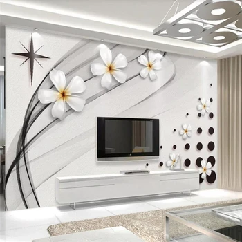 wellyu потребителски стенни тапети за стените, спални 3d тапети черно-бяла модерна керамична стена с релефни във формата на цвете за тапет на телевизора