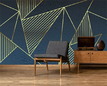 Тапети по поръчка в скандинавски минимализме със златни линии, абстрактни геометрични тапети за хол, спалня, диван, фон, рисувани стенни