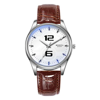 Нови модни маркови мъжки часовници със синьо стъкло, просто случаен кожен колан, мъжки кварцови часовници, луксозни бизнес ръчен часовник, директна доставка
